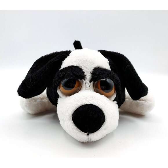 Russ Berrie Peepers Winston Dog Black & White Big Eyes Puppy 9" Plush Toy - Picture 1 of 4